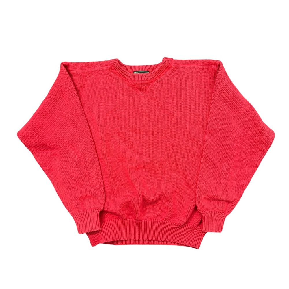 Vintage Croft & Barrow Mens Red Cotton Crewneck Knit Pullover Sweater Size Large